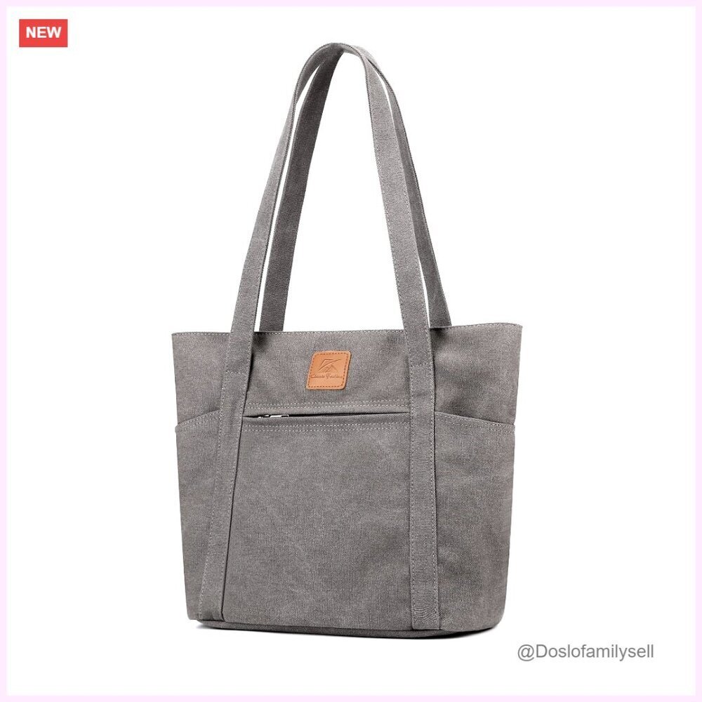Heavy Duty Canvas Shoulder Tote Bag Multi-Pocket Work Bag
